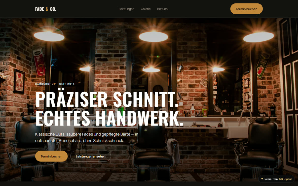 Demo-Website für einen Barber-Shop