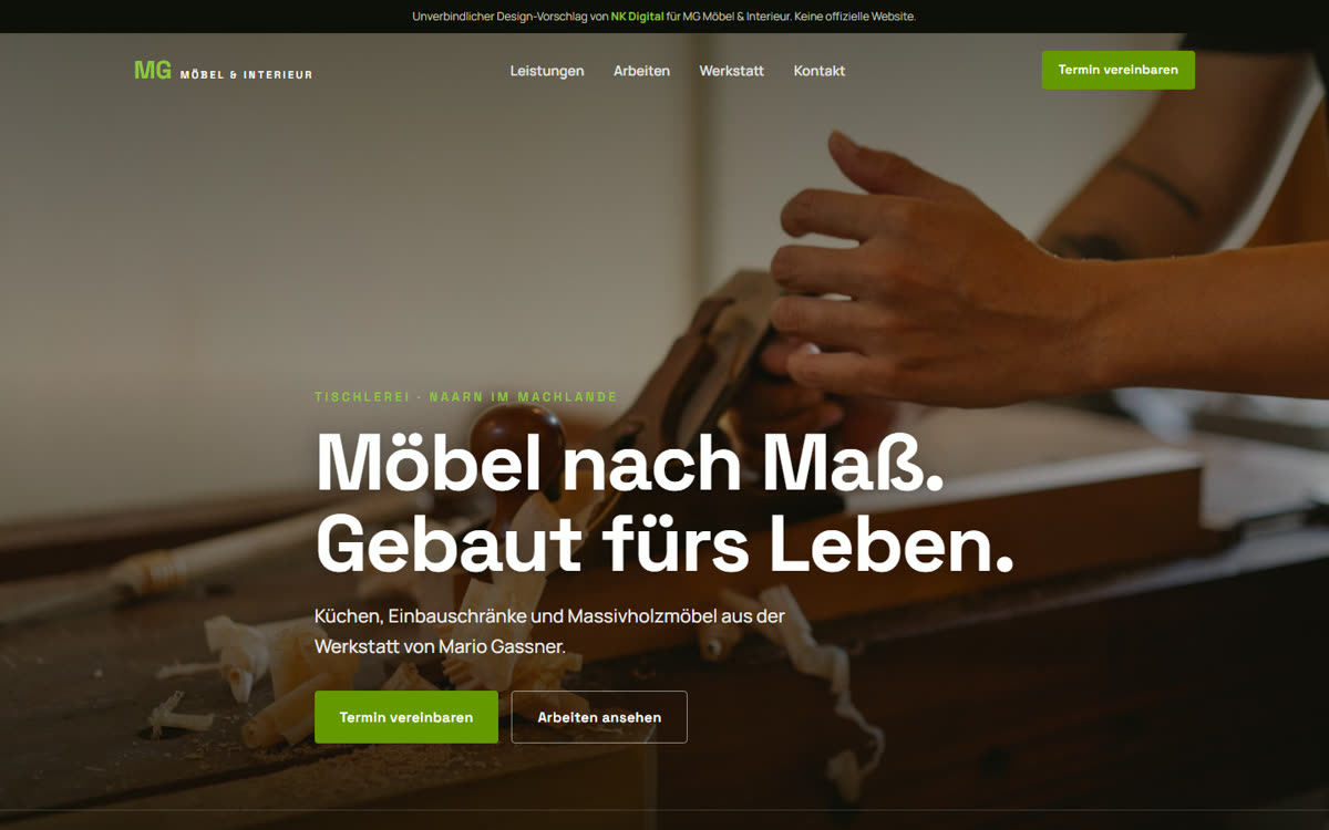 Demo-Website für eine Tischlerei in Naarn im Machlande