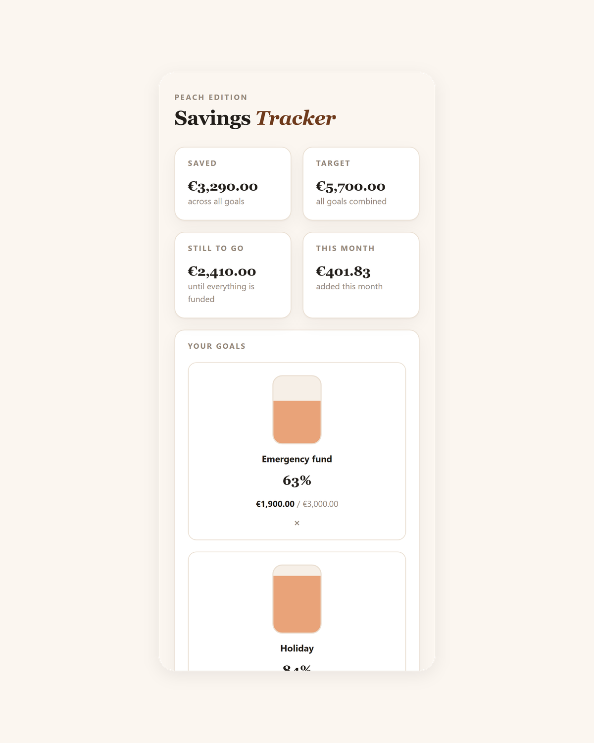 Savings Tracker — Pastel Edition Vorschau