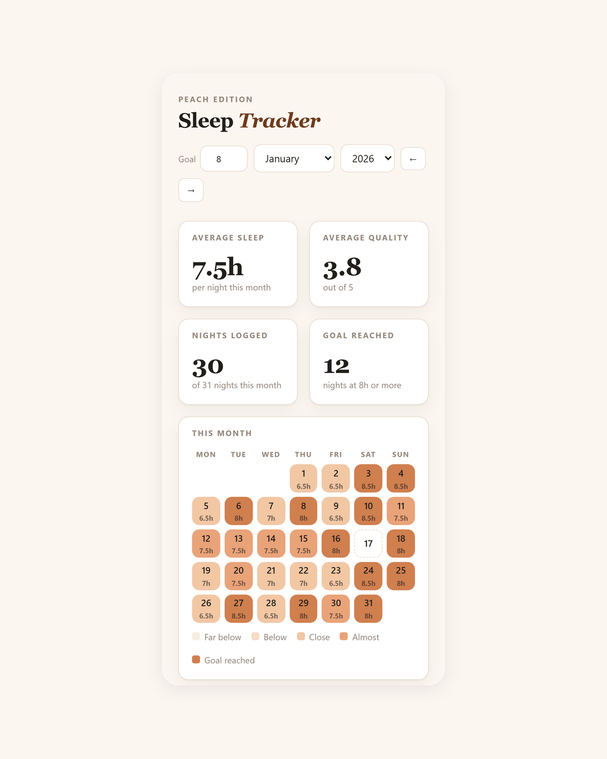 Sleep Tracker — Pastel Edition Vorschau