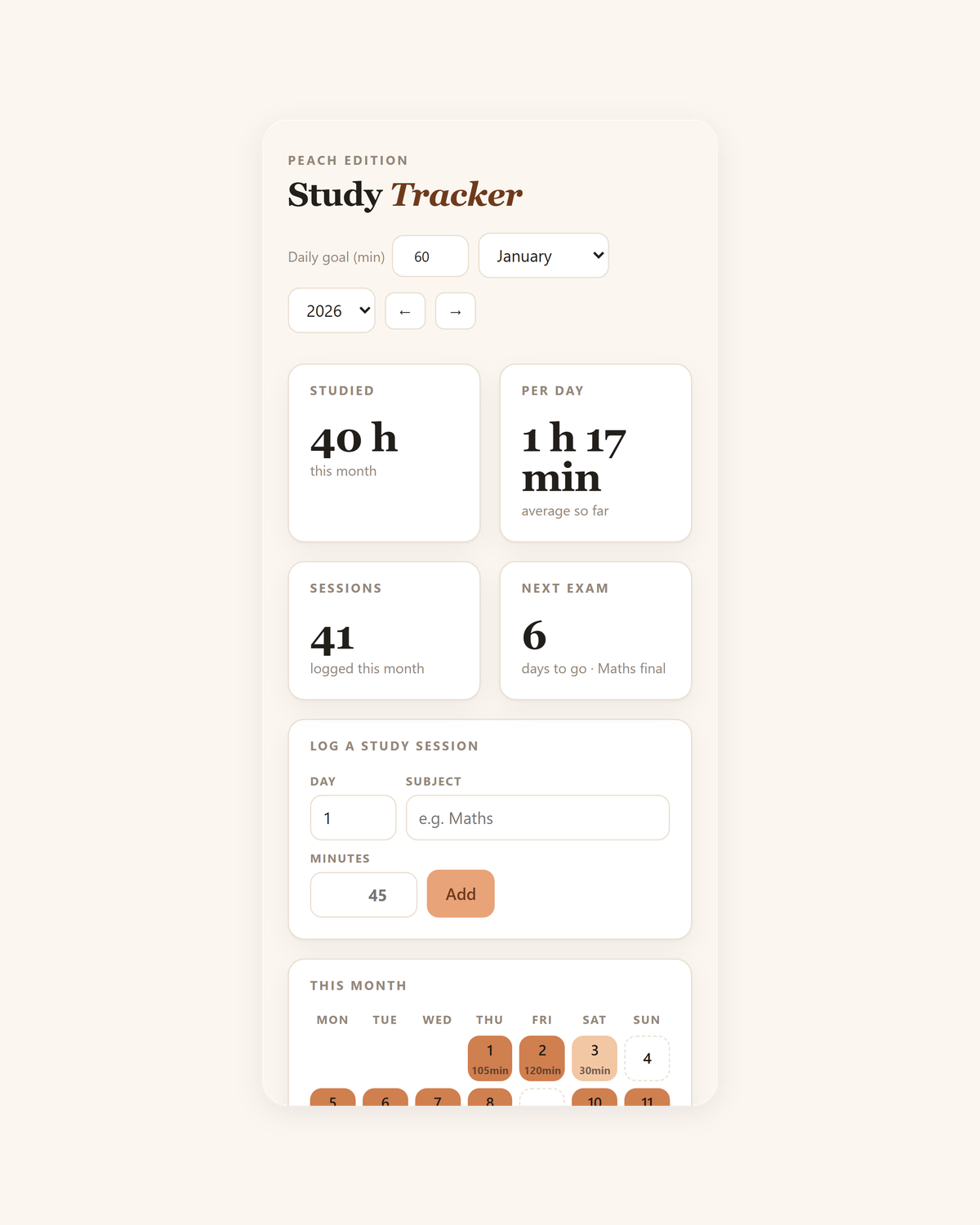 Study Tracker — Pastel Edition Vorschau